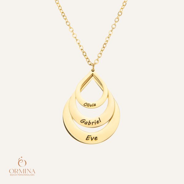 collier trois gouttes d'eau à personnaliser