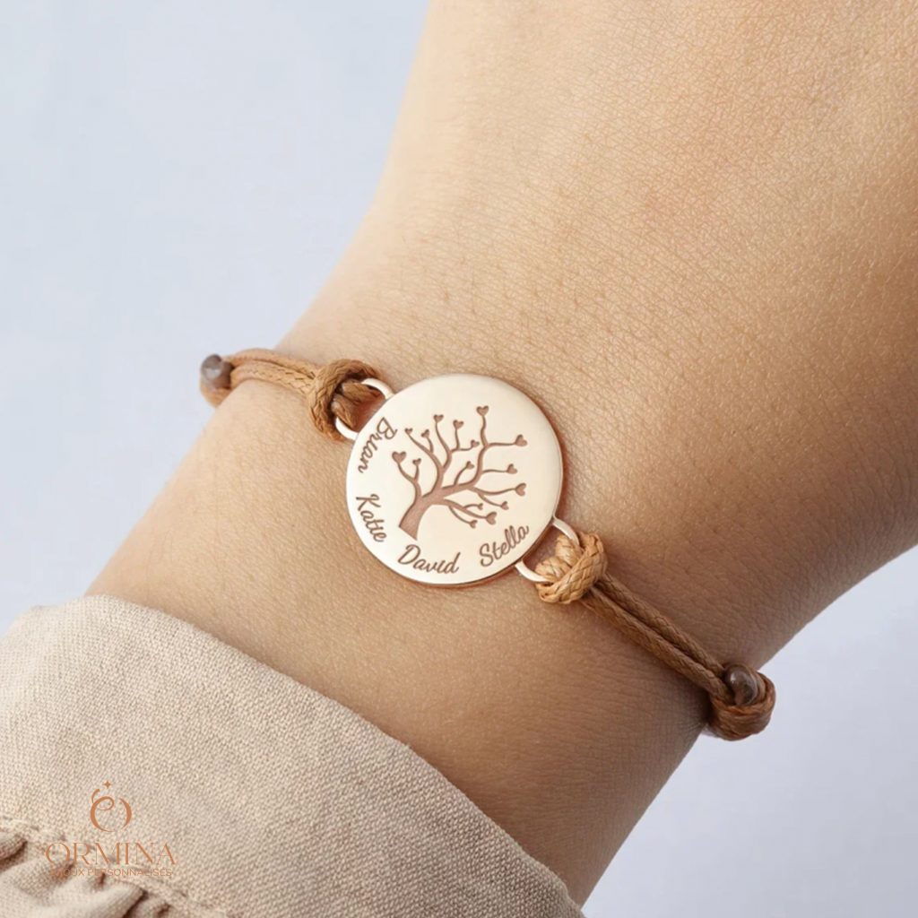 bracelet médaillon arbre de vie personnalisé