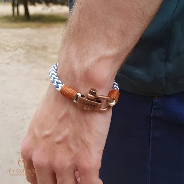 bracelet marinière personnalisé cordon tissé pour homme