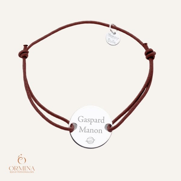 bracelet homme personnalisé cordon et médaille gravée