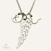collier aile d'ange personnalisé avec initiale