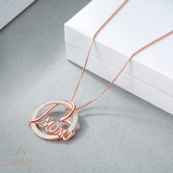 collier maman cœur - opale et plaqué or rose