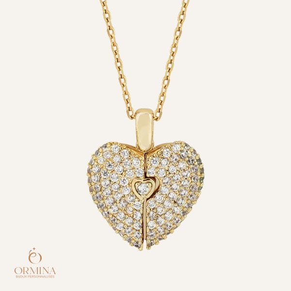 collier cœur ailes d'ange à personnaliser