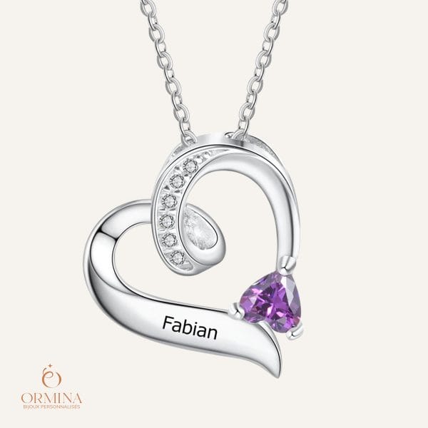 collier cœur personnalisé avec gravure - argent s925