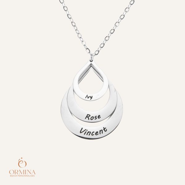 collier trois gouttes d'eau à personnaliser