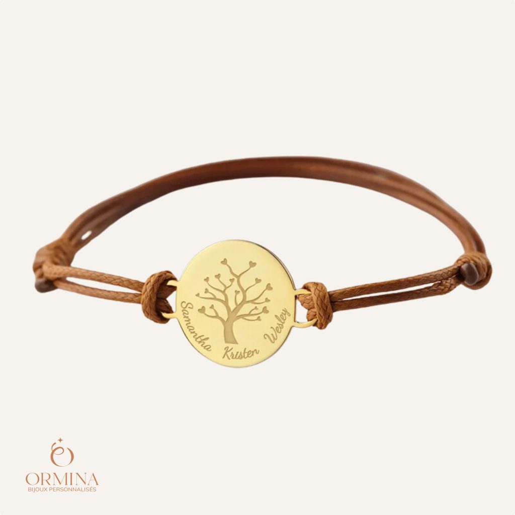 bracelet médaillon arbre de vie personnalisé