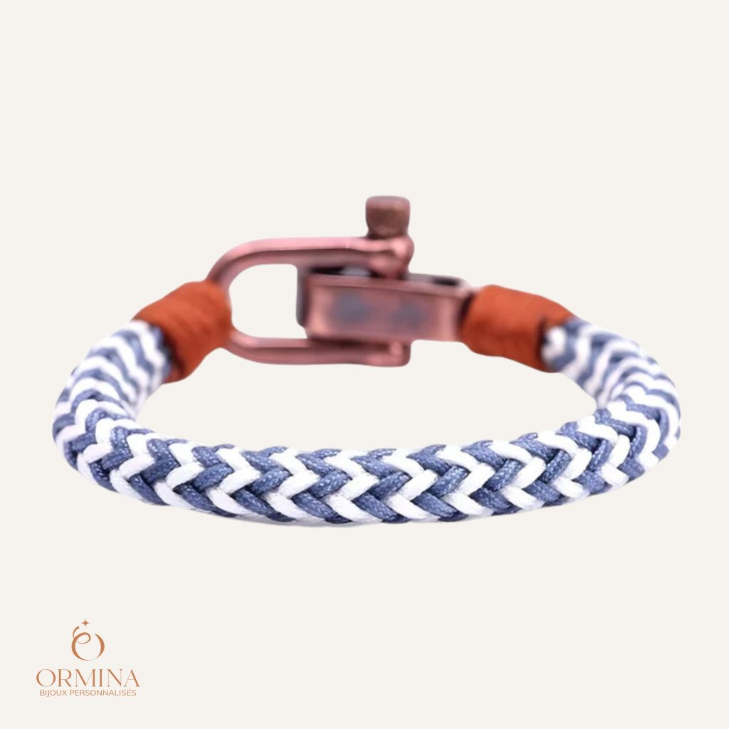 bracelet marinière personnalisé cordon tissé pour homme