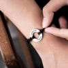 bracelet cordon personnalisé, anneau en acier inoxydable