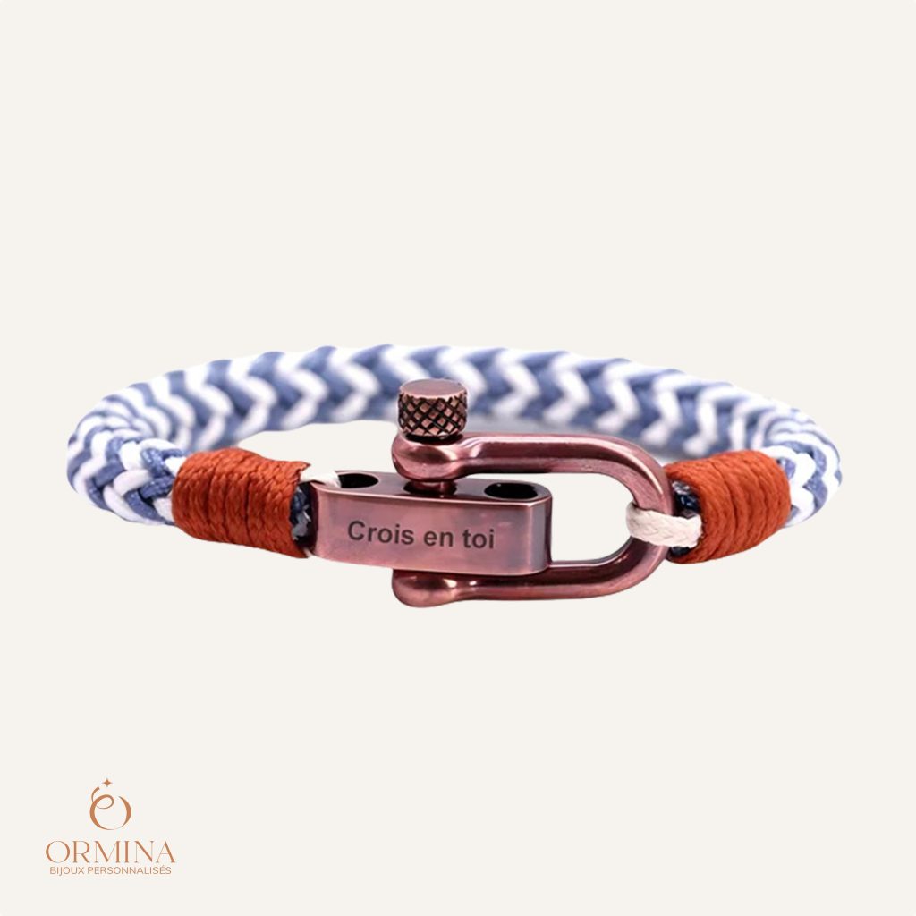 bracelet marinière personnalisé cordon tissé pour homme