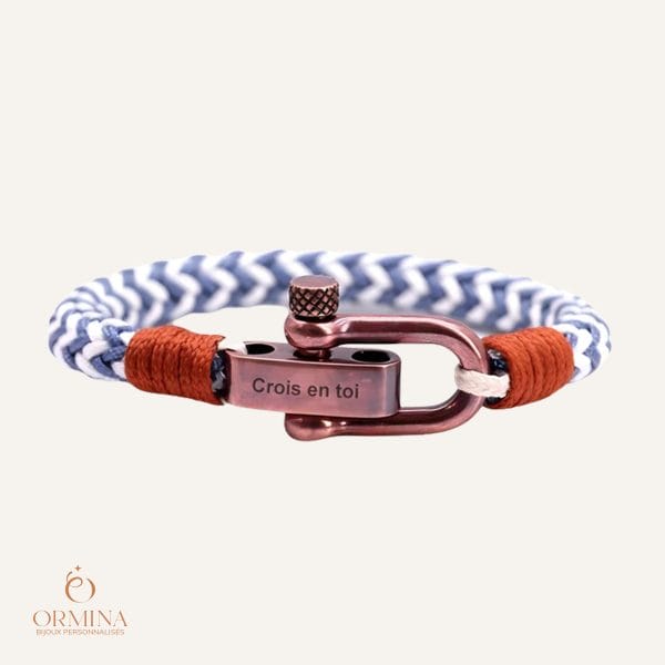 bracelet marinière personnalisé cordon tissé pour homme