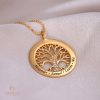 collier arbre de vie en plaqué or avec pierres en zircon