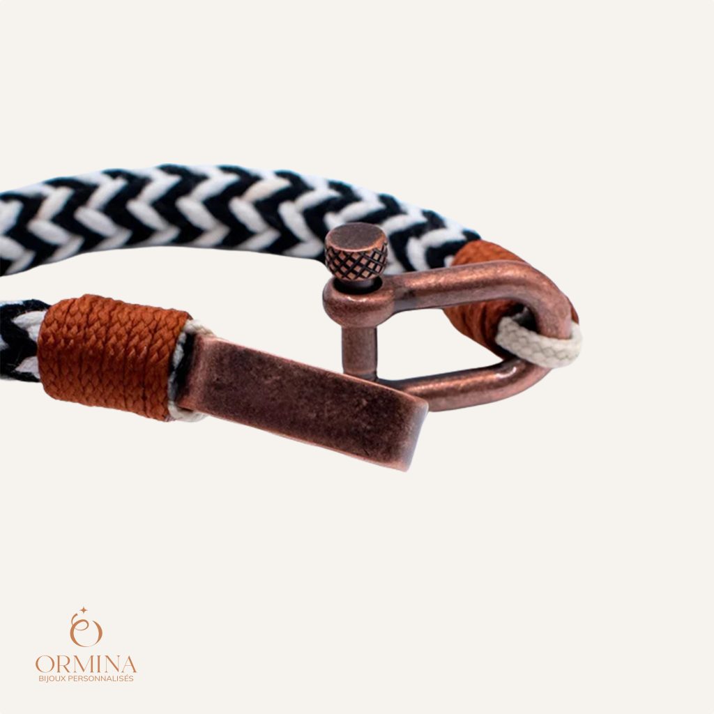 bracelet marinière personnalisé cordon tissé pour homme